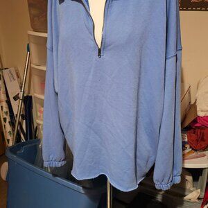 Aerie Oversized Half-Zip Fleece Pullover | Light Blue Large